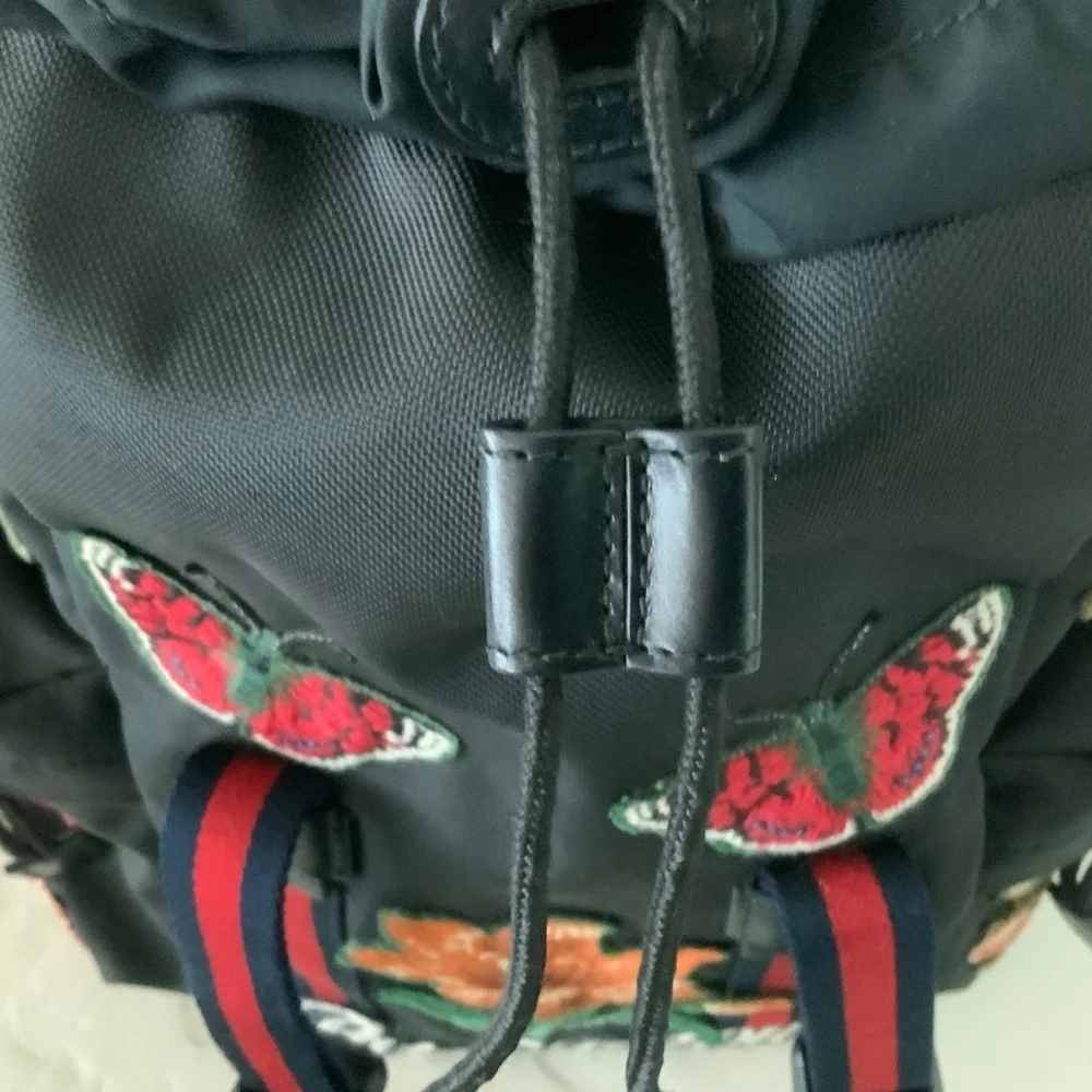 GUCCI L'Aveugle Par Amour Embroidered Canvas Backpack Black AUTHENTIC + Dustbag - Picture 8 of 16